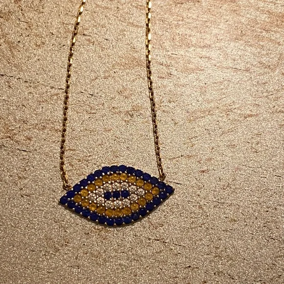 21k solid gold evil eye necklace NIB - Picture 2 of 4